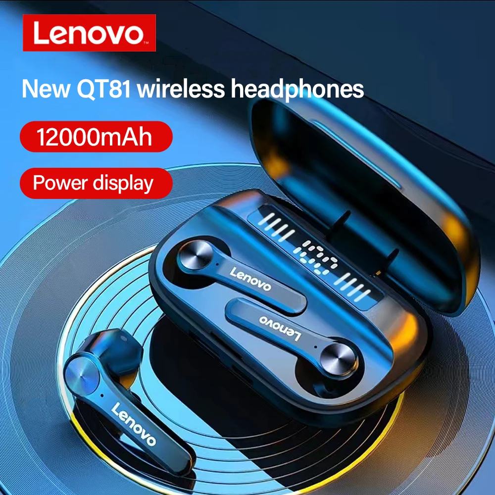 

Lenovo QT81 TWS Wireless Headphone Stereo Sports Waterproof Earbuds Headsets with Microphone Bluetooth Earphones HD Call 1200mAh