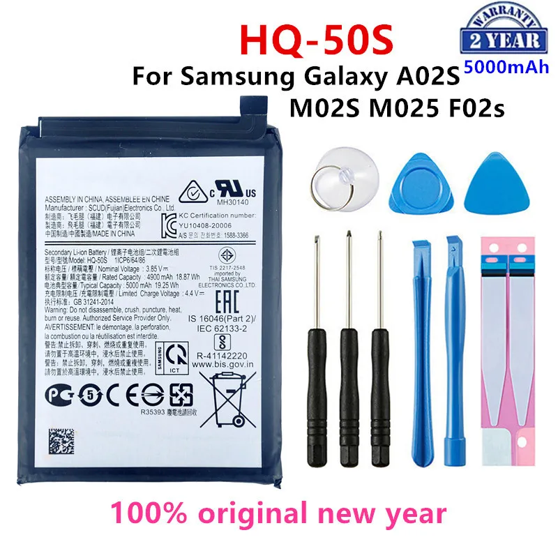 

100% Orginal HQ-50S 5000mAh Replacement Battery For 100% Galaxy A02S M02S (M025) F02S Mobile Phone Batteries+Tools