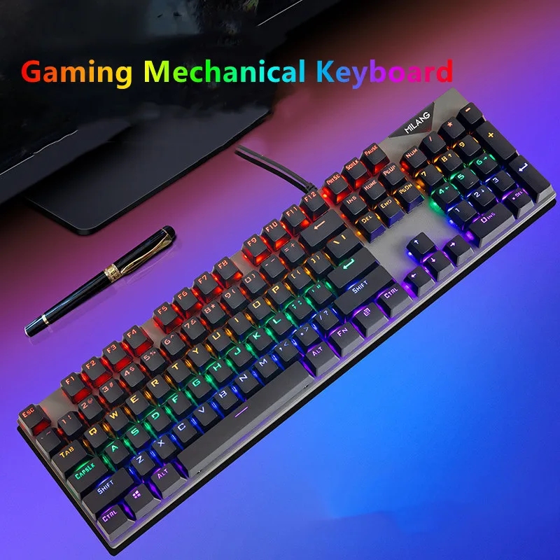 

2022 Home Play Gaming True Mechanical Keyboard Game Anti-ghosting RGB Mix Backlit Blue Switch USB Wired 104 Key Pro Gamer