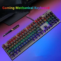 2022 home play gaming true mechanical keyboard game anti ghosting rgb mix backlit blue switch usb wired 104 key pro gamer