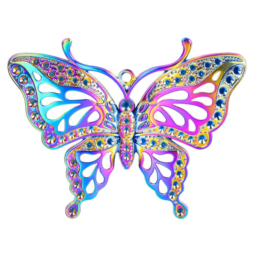 

WZNB 2Pcs Alloy Charms Big Colorful Butterfly Pendant For DIY Jewelry Making Fashion Earrings Necklace Supplies Accessories