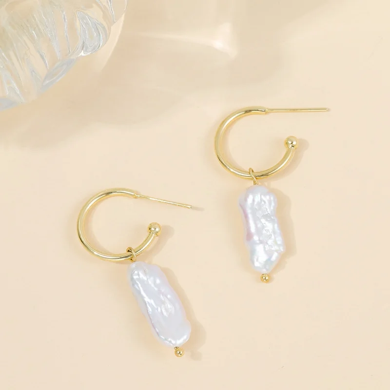 

Minar Temperament Baroque Freshwater Pearl Drop Earrings for Women 14K Gold Plated Copper Pendant Earring Casual Bridal Jewelry