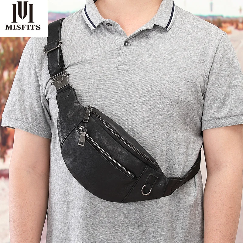 Multifunctional mobile phone Man belt pouch First layer cowhide Sports Waist pack Heart-shaped zipper belly bag  Men's brand bag