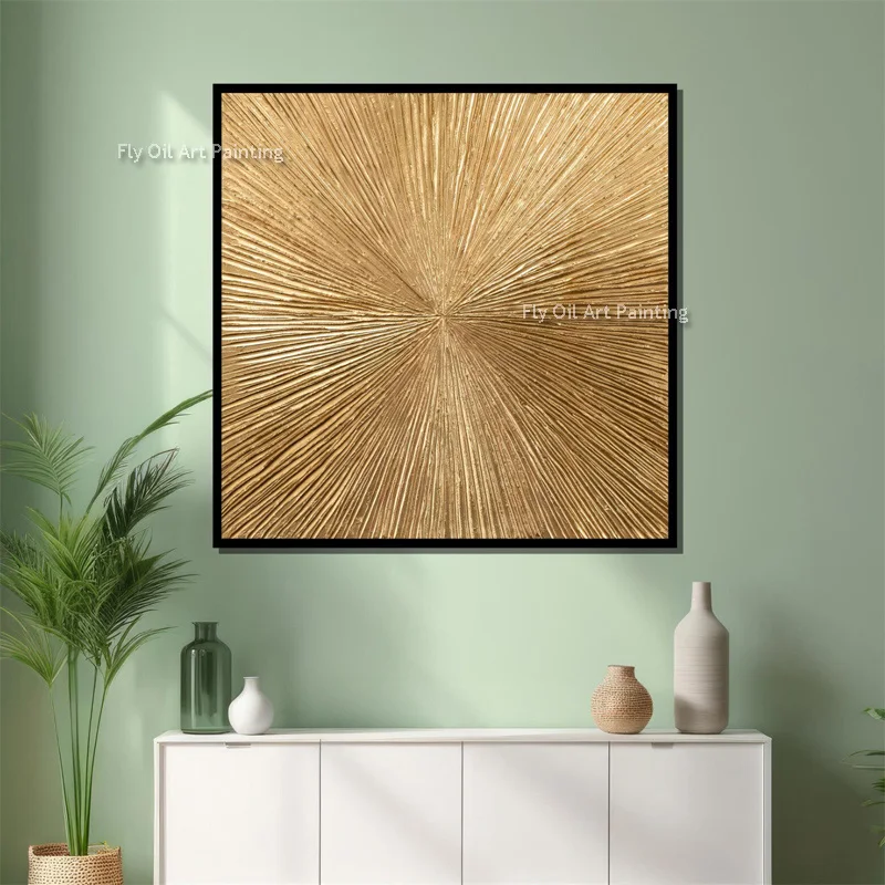 Абстрактная серебряная и золотая толстая картина маслом ручная роспись