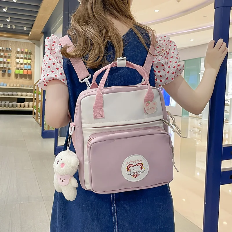 

Small Women's Backpack Fashion Schoolgirl One Shoulder Handbag Cute Japanese Girl Backpack Contrast Mini School Bag Mochila