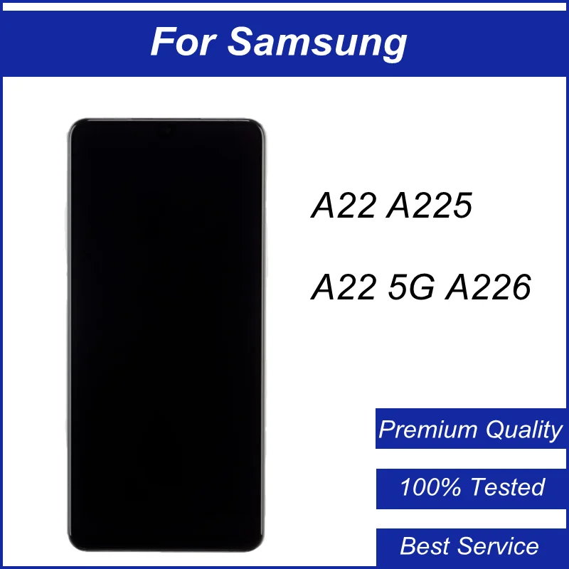 

Оригинальный AMOLED-экран для Samsung Galaxy A22 4G 5G A226, ЖК-дисплей, сенсорный дигитайзер в сборе с заменой рамки