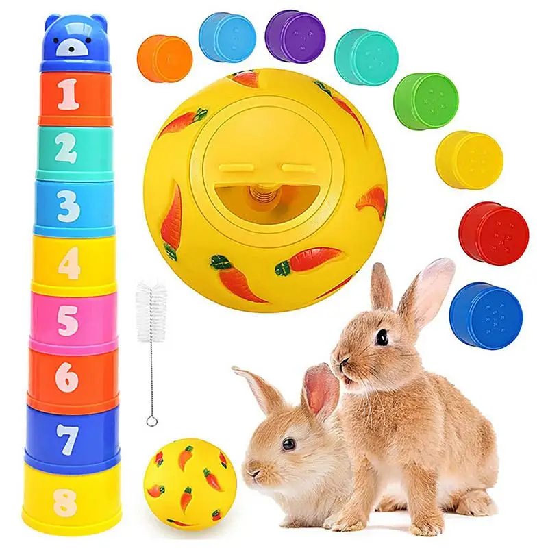 

Stacking Cups Toy Rabbit Cups Stack Up Bunnies Portable Bunny Nesting Toy Rabbit Foraging Toy For Guinea Pigs Hedgehogs And