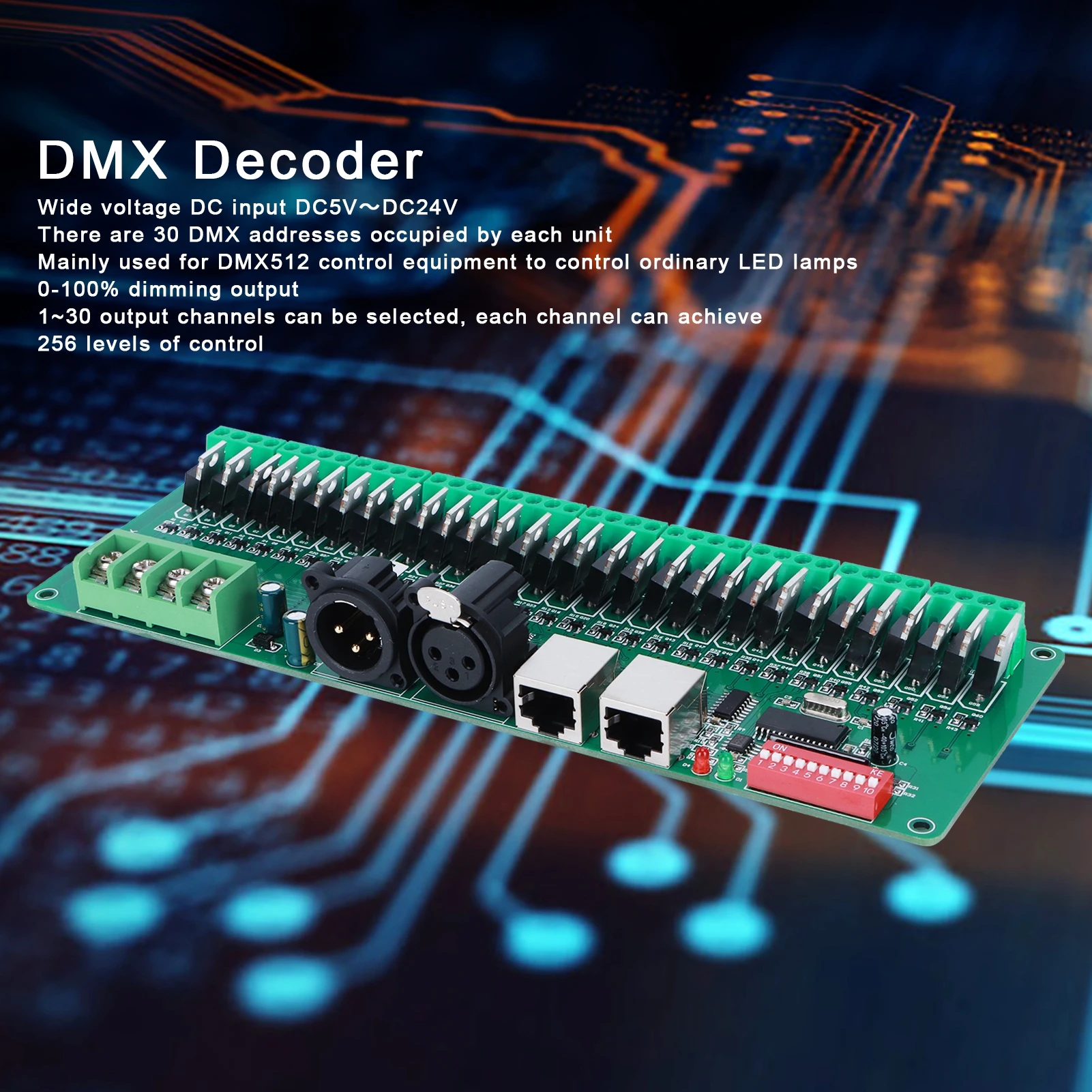 

30CH DMX512 Constant Decoder LED Controller Decoder For LED Strip Light Stage Bar Supplies 5-24V