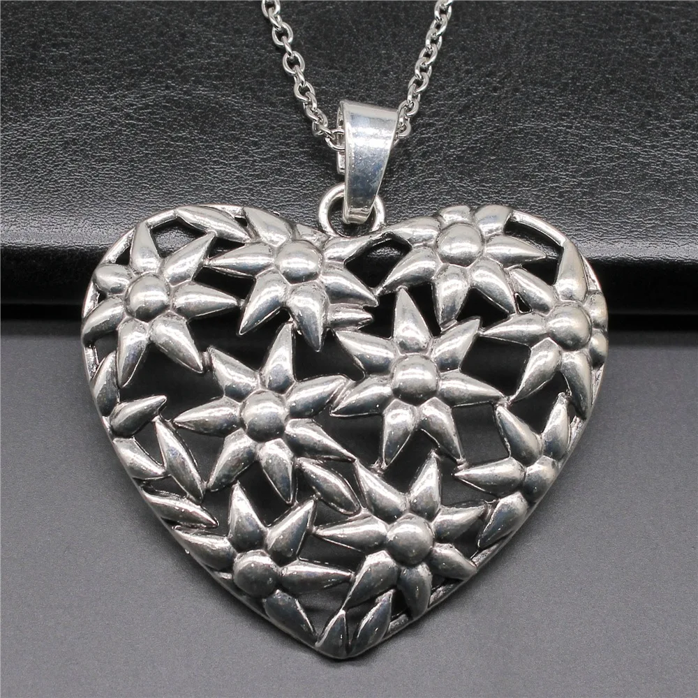Цепочка с подвеской в виде сердца для мужчин и женщин, винтажное ожерелье под античное серебро, длинная цепь, модные ювелирные аксессуары, 72 х67 мм