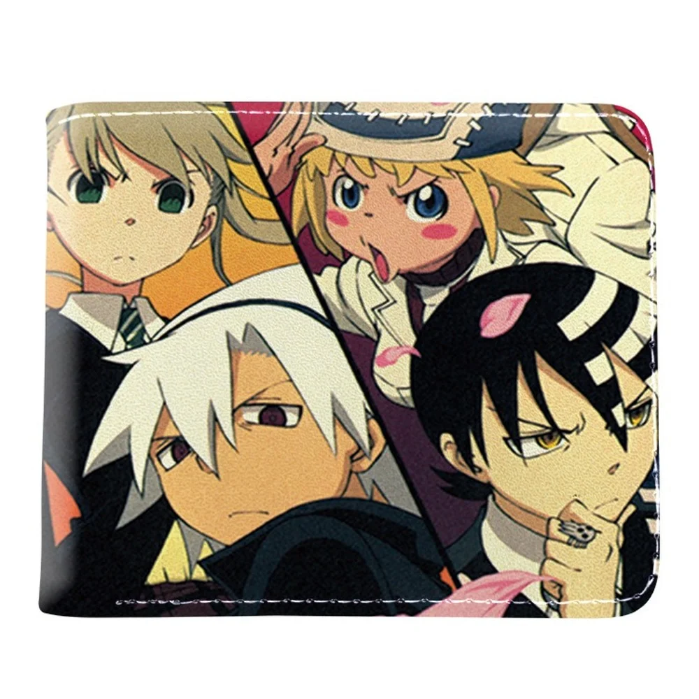 

Мужской короткий кошелек с рисунком аниме Soul Eater, кошелек для монет из искусственной кожи, Мультяшные кошельки унисекс, ID/кредитный бумажник