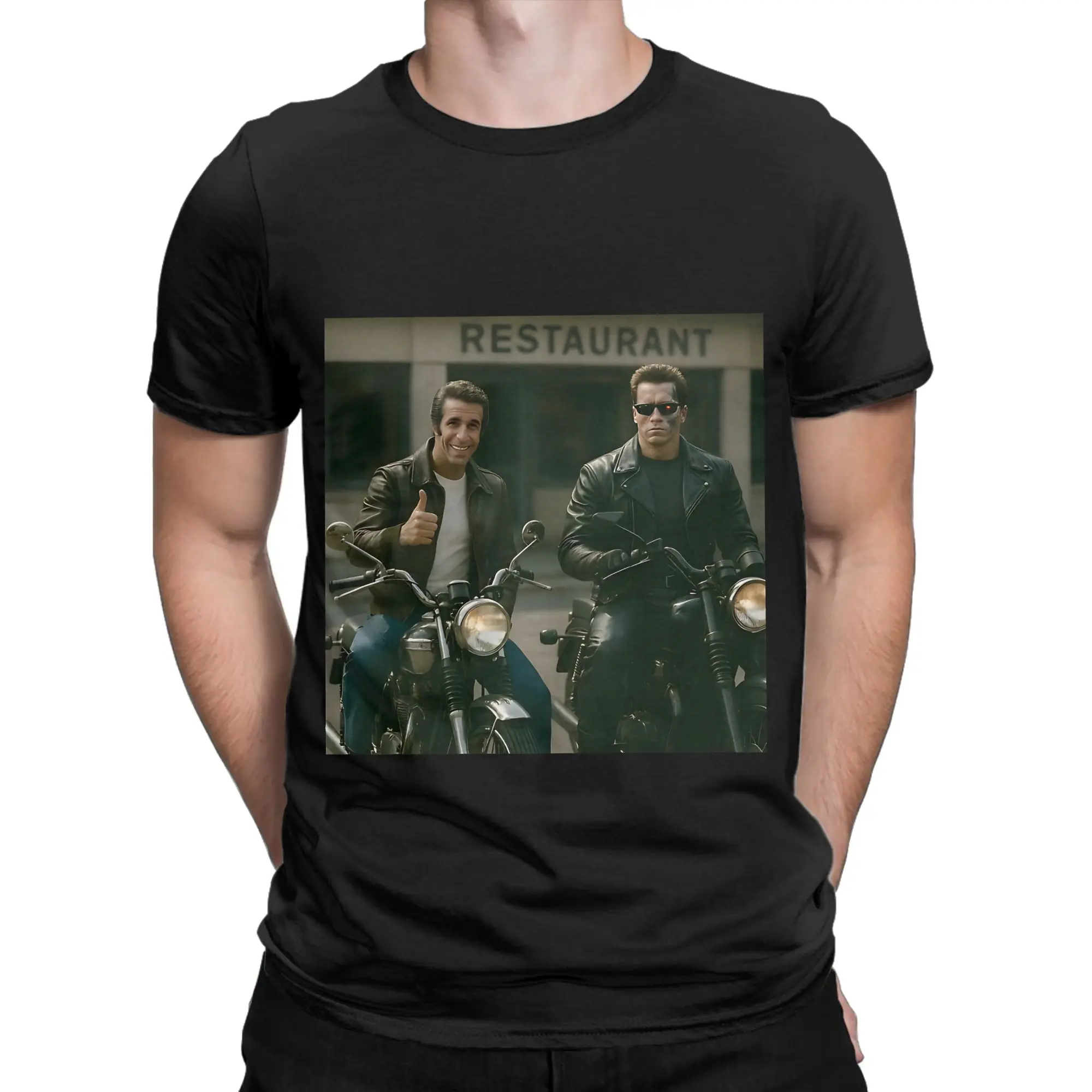 Футболка The Fonz and the Terminator из 100% хлопка, футболки The Terminator для мужчин (art.: 3920db8eceb31) - 3920db8eceb31