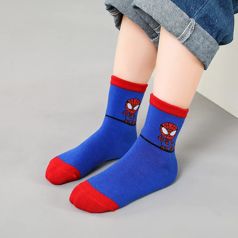 5pairs/Lot Spiderman Baby Boys Winter Socks Kids Autumn Children Short Socks Cotton Breathable Cartoon Warm Floor Girls Socks