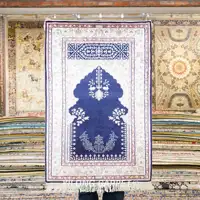 61x91cm Oriental Silk Carpet Prayer Handmade Exquisite Small Silk Rug (HF110B)