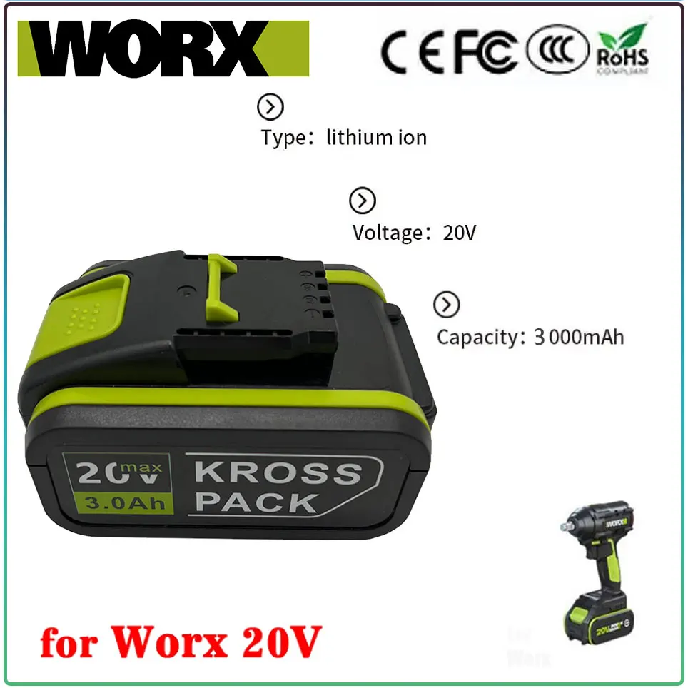 Литий-ионная батарея Worx 20 в 3000 мАч