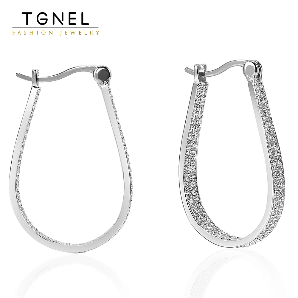 

Titanium Hoop Earrings Shine Cubic Zirconia Full Circle Pure Titanium Nickel Free Post Hypoallergenic for Sensitive Ear