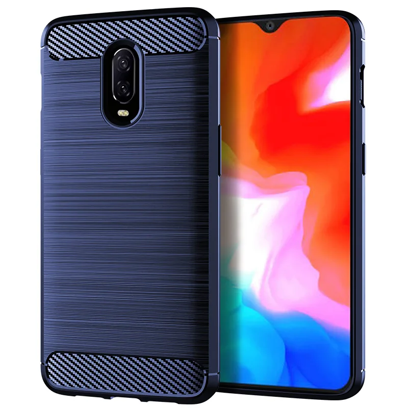Роскошный чехол из углеродного волокна для Oneplus 6T 1 + 6t полностью Защитный Мягкий