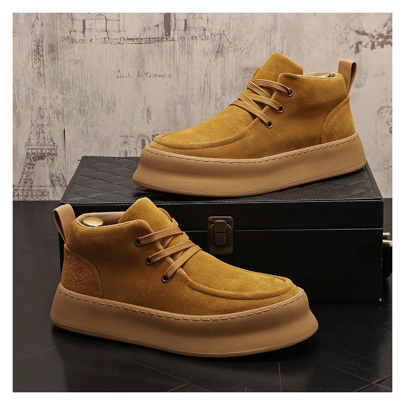 Мужские повседневные ботинки для пустыни из коровьей замши на шнуровке