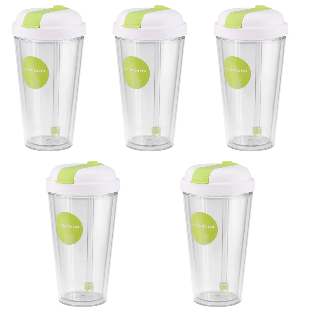 

5 Pack Spill-proof Bottle Shatterproof Drinking Glass Double Wall Straw Sippy Cup Coffee Mugs Gift Student Glasses