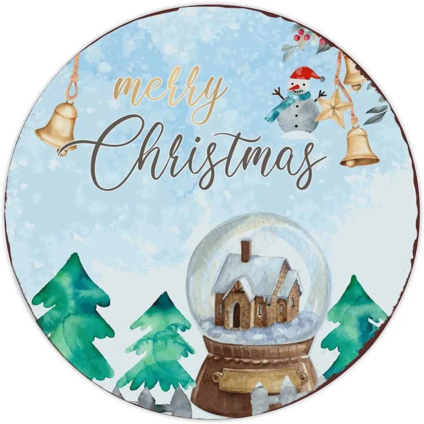 Веселого Рождества Знак Снежинка Зимняя сцена Оловянная вывеска Рождественский