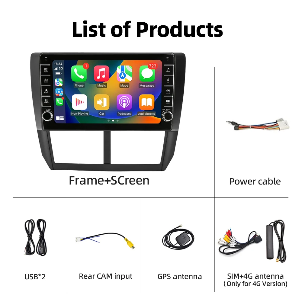 Автомобильное радио Jodofo Android 13 Carplay для Subaru Forester 3 SH 2007-2013 для Impreza GH GE 2-диновый мультимедийный плеер 2-диновый головное устройство (art.: 3920cf08da71c) - 3920cf08da71c