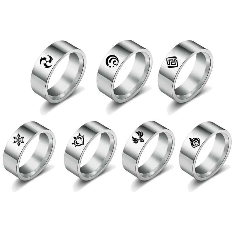 

Game Genshin Impact 7 Element Ring Eye Of God Electroplating Alloy Material Key Chain Jewelry Accessories Individual Rings Gift