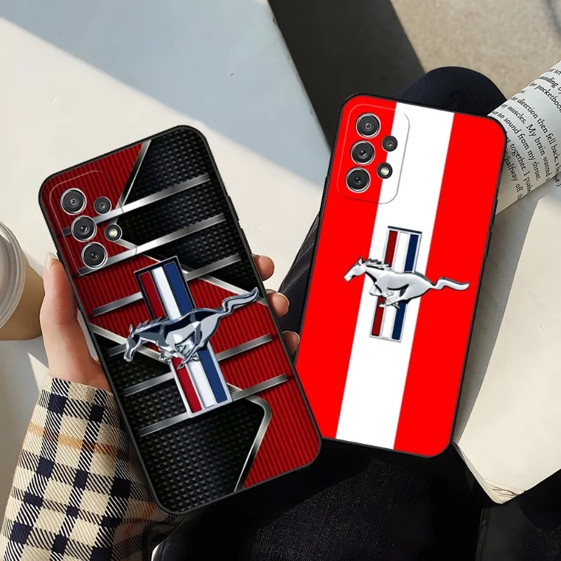 

Cool Sport Car Mustang Phone Case For Sumsung S23 S22 S21 Plus Ultra A23 A13 A33 A53 A52 A51 A22 A30 A32 A50 Black Soft Cover