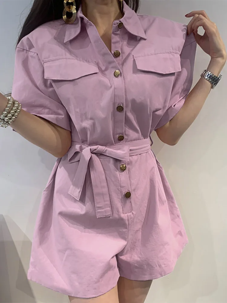 

VONDA Oversize Female Button Party Short Romper Short Sleeve Pocket Playsuits Women Office Bodysuit Fashion Lapel Solid Jumpsuit
