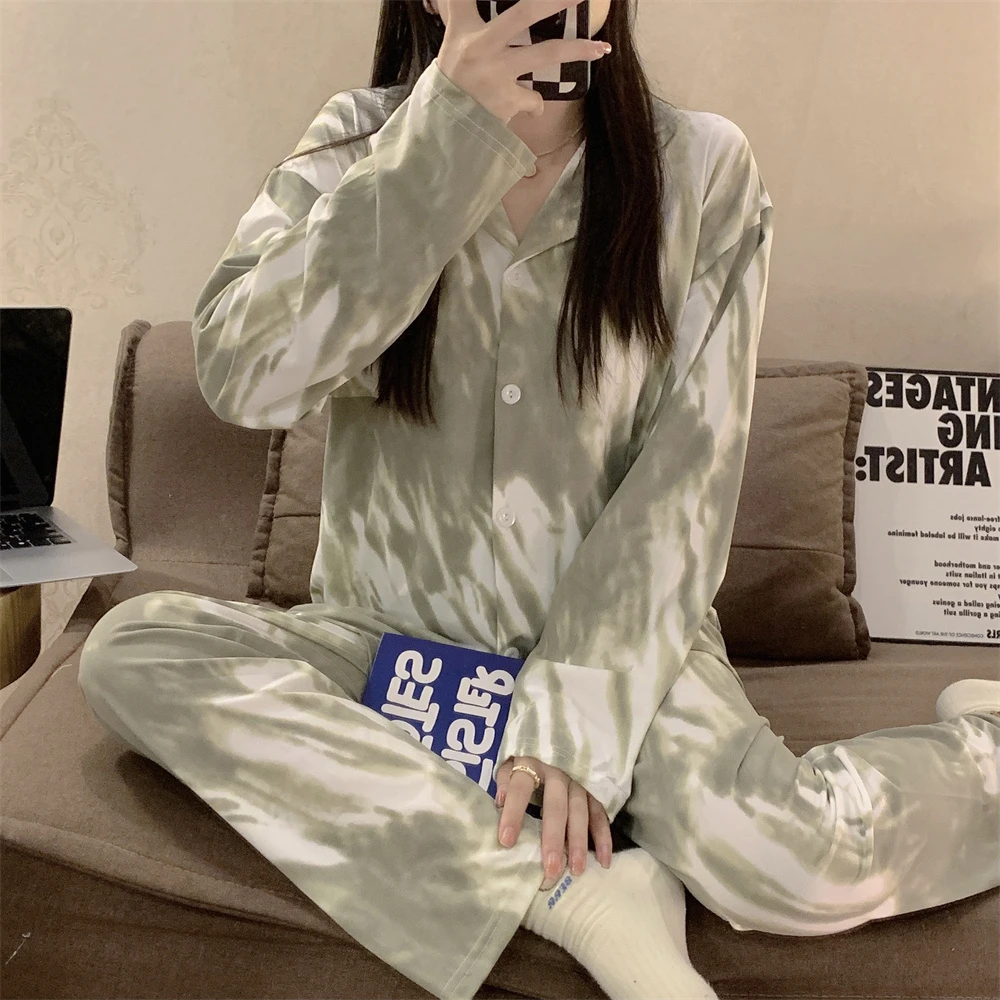 CAIYIER Winter Women Nightwear Sets Long Sleeve Korean Ulzzang Sleepwear Grid Print Soft Sleepwear Ladies Leisure Sweet Homewear