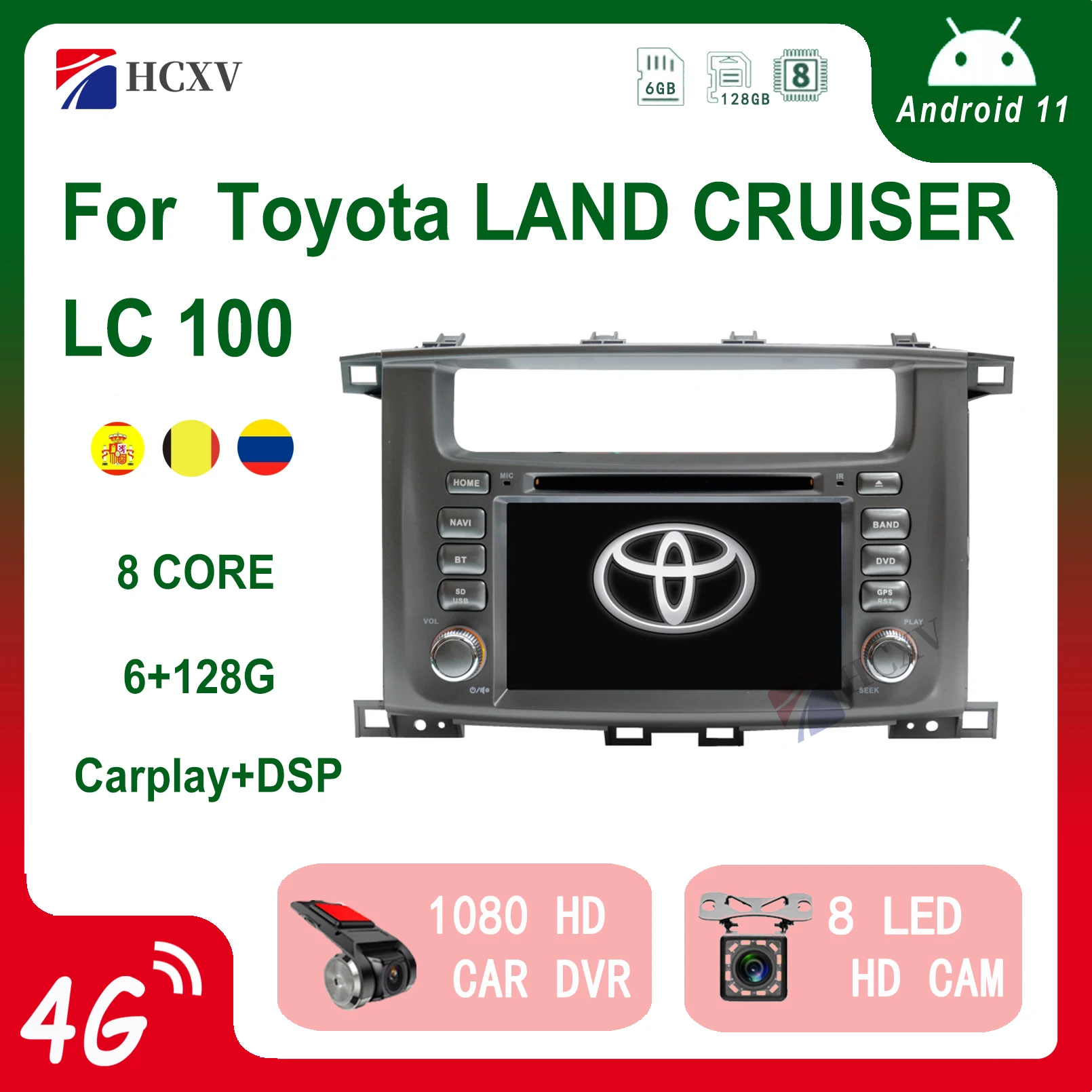 

Android Car Radio Navigation GPS Multimedia video Player For Toyota LAND CRUISER LC 100 Carplay Bluetooth Head Unit Auto Stereo