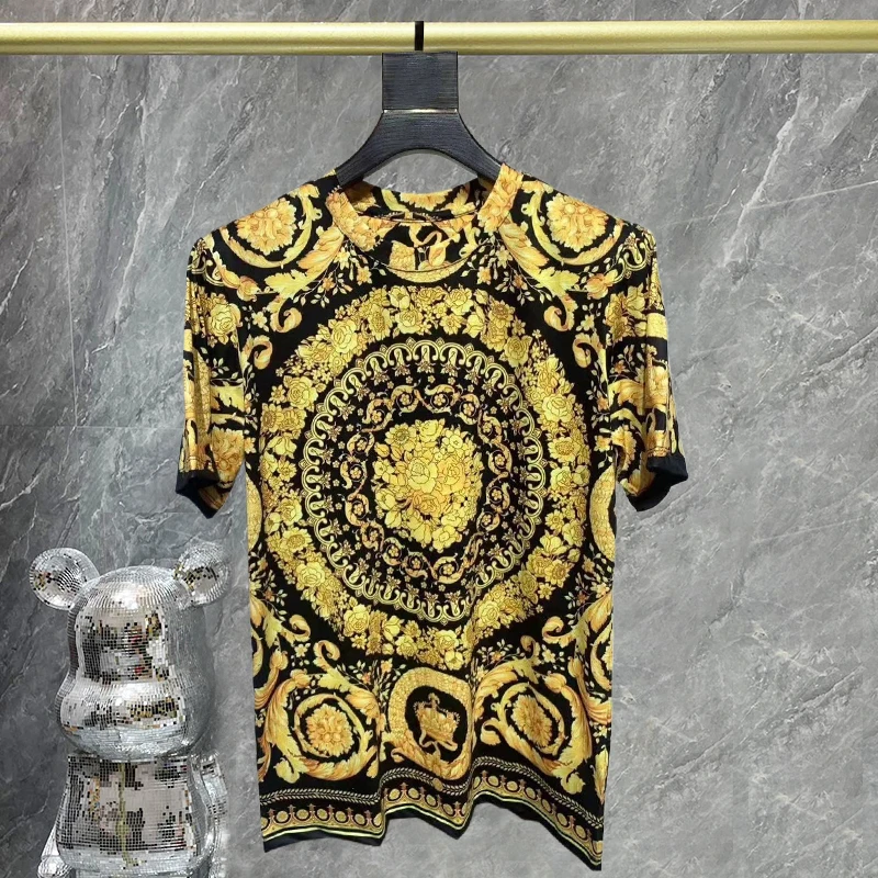 Футболка мужская с коротким рукавом роскошная рубашка в стиле ретро принтом