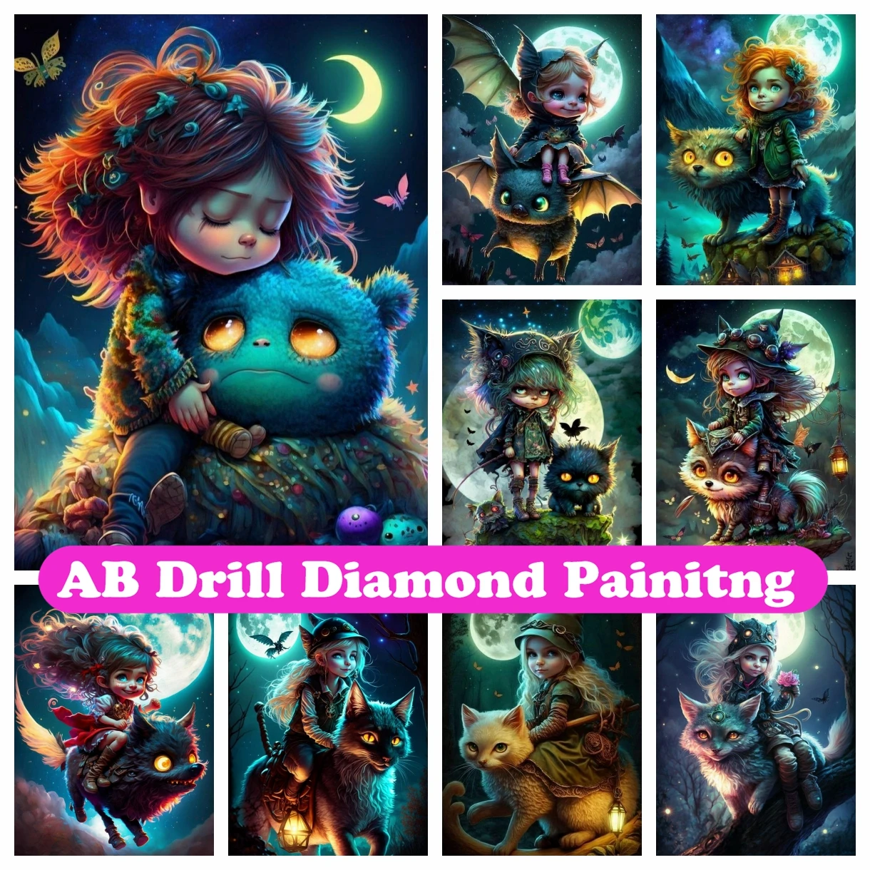 

Cat Elf Girl 5D DIY AB Diamond Painting Embroidery Fantasy Cartoon Art Cross Stitch Mosaic Pictures Handmade Home Decor Gift