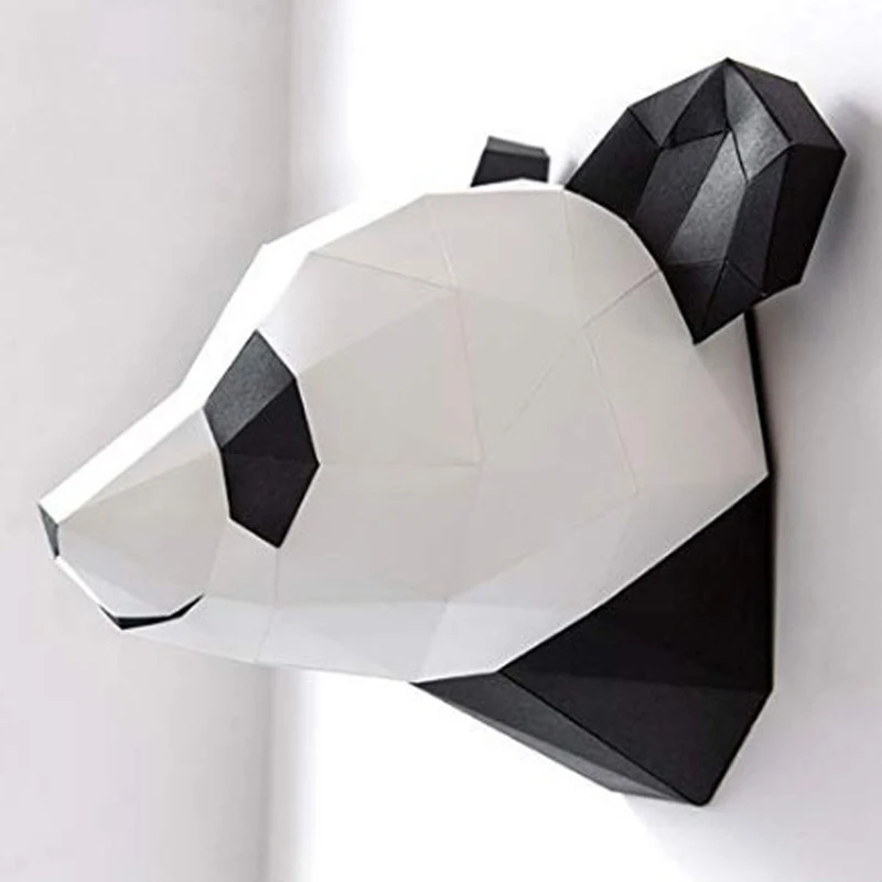 

DIY Gift Panda head Trophy Papercraft 3D Paper Model Origami Paper Animal Sculpture Wall Decoration for Kids Room and Home Decor