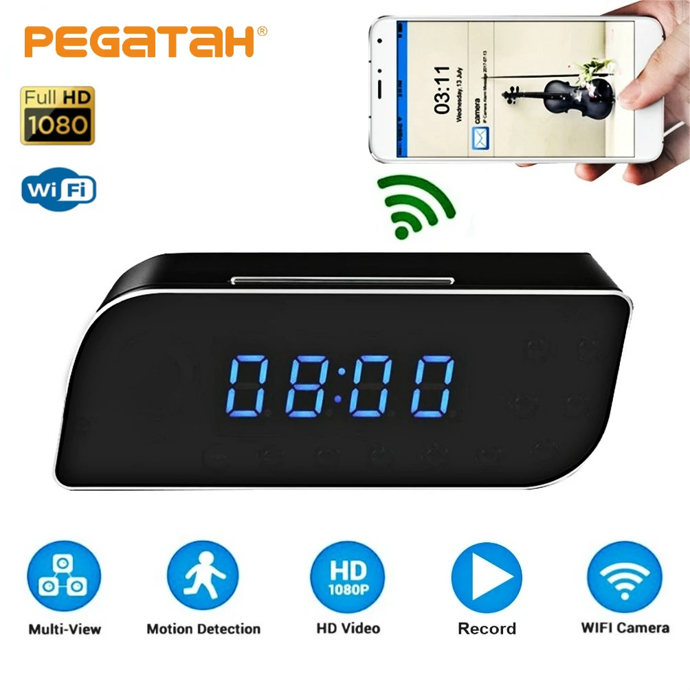 

Clock Camera 1080P HD Mini Wifi Alarm Security Camera with Remote Control Night Vision Motion Detection Surveillance IP Camera