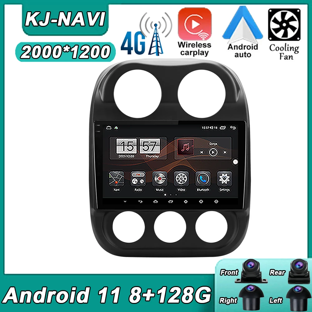 

Автомобильный мультимедийный видеоплеер 10,1 дюймов Android 11 для Jeep Compass 1 MK 2009 - 2015 Авто GPS BT WIFI DSP IPS