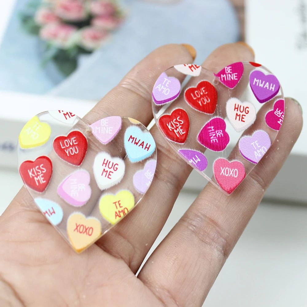 10 шт./подвеска в виде сердца на День святого Валентина акриловый кулон Kiss Me Love You