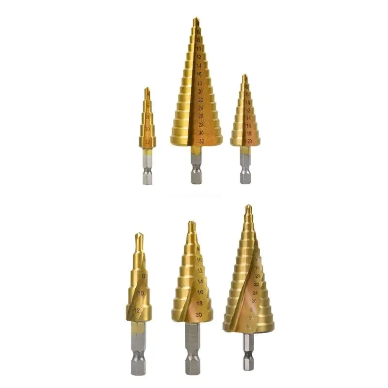 

Step Drill Bit HSS Step Drill Bit Coated Wood Metal Hole Drilling Tool Dropship