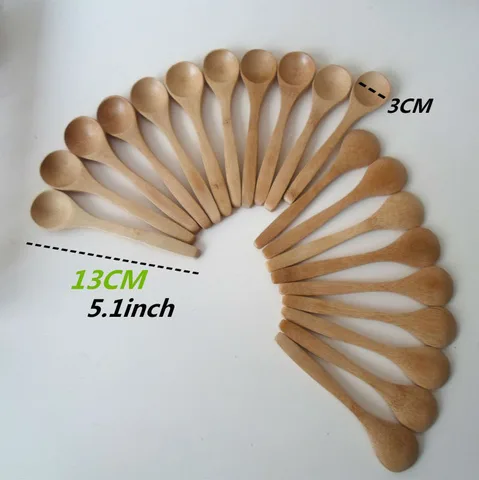 Деревянная ложка для меда, 100 шт./набор, Экологичная Бытовая Посуда, Бамбуковая кухонная ложка для приправ, столовая ложка