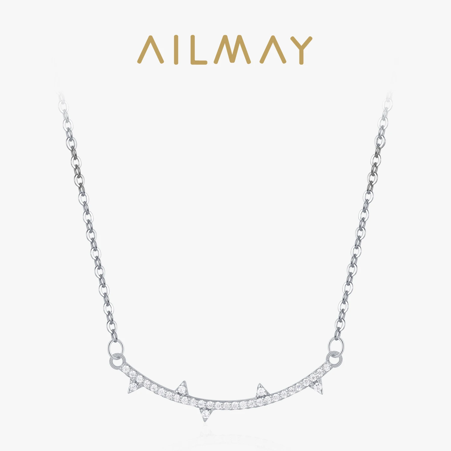 Модное ожерелье Ailmay из стерлингового серебра 925 пробы с кулоном в виде улыбки для
