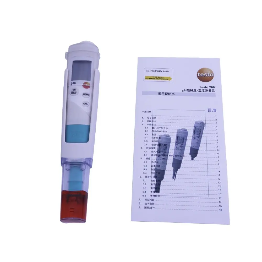 

PH-метр Testo 206 PH1 для жидкости, 0563, 2061, Цифровой PH-тестер с диапазоном 0-14, точность pH 0,02