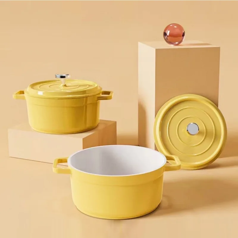 

Binaural Household Enamel Soup Cooker Uncoated Kitchen Slow Cooker Non-stick Stew Pot Health Stew Cooking Devices