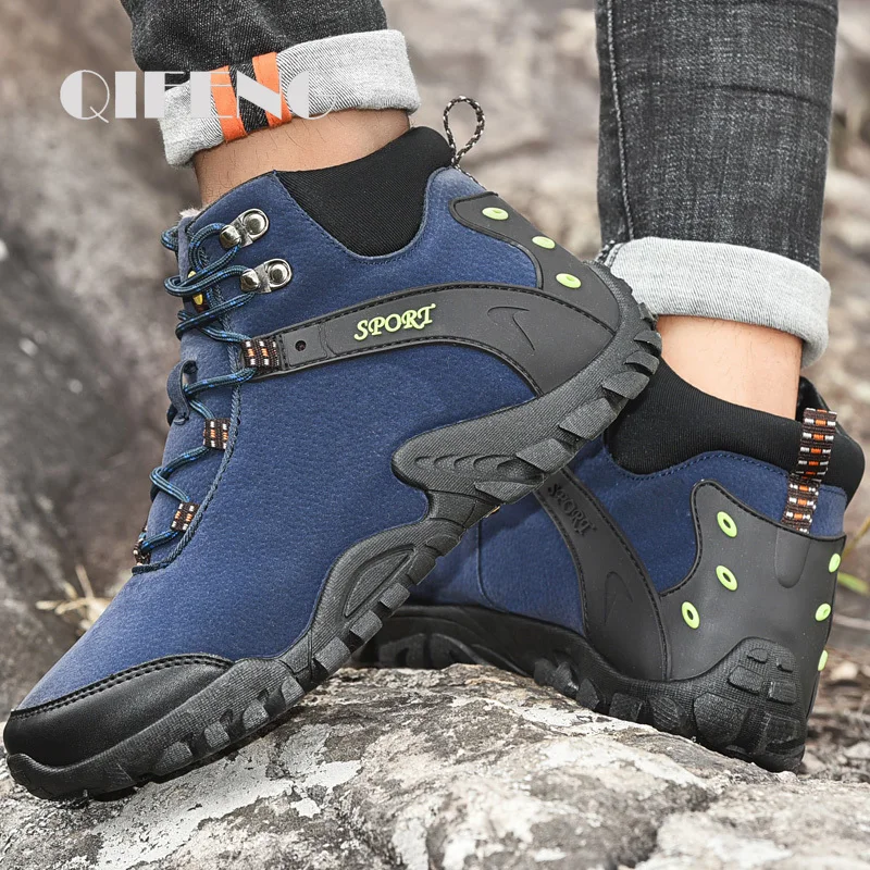 

Зимние мужские ботильоны, классические уличные кроссовки, летние ковбойские ботинки, мужская обувь для треккинга и бега, черная кожаная обувь