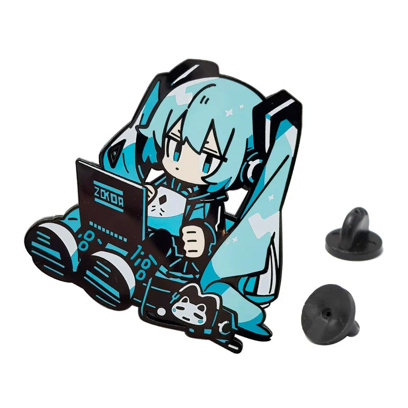 Эмалевый значок Hatsune Miku: Металлическая брошь с героинями аниме, блестящая, для украшения школьного рюкзака, детская игрушка, подарок на день рождения (art.: 3920db91cc8db) - 3920db91cc8db