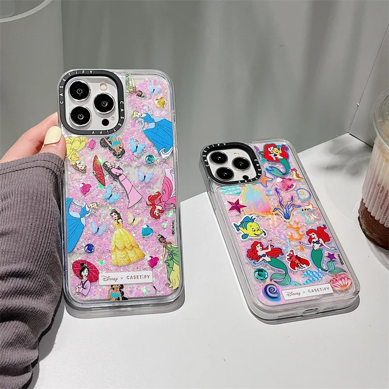 

Disney Princess Quicksand Case for IPhone 13 12 11 Pro X XS 13Pro 12Pro Max XR 7 8 Plus Cartoon Luxury Phone Cover Kawaii Fundas
