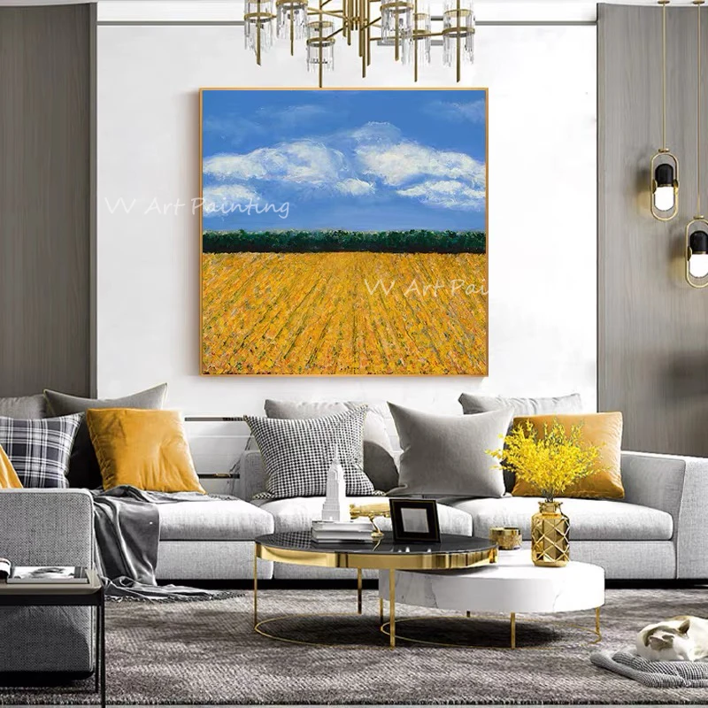 

Landscape Blue Luxury Artwork 100% Handpainted Handmade Thick Oil Paintings Canvas Wall Art Picture For Living Room Home Decor