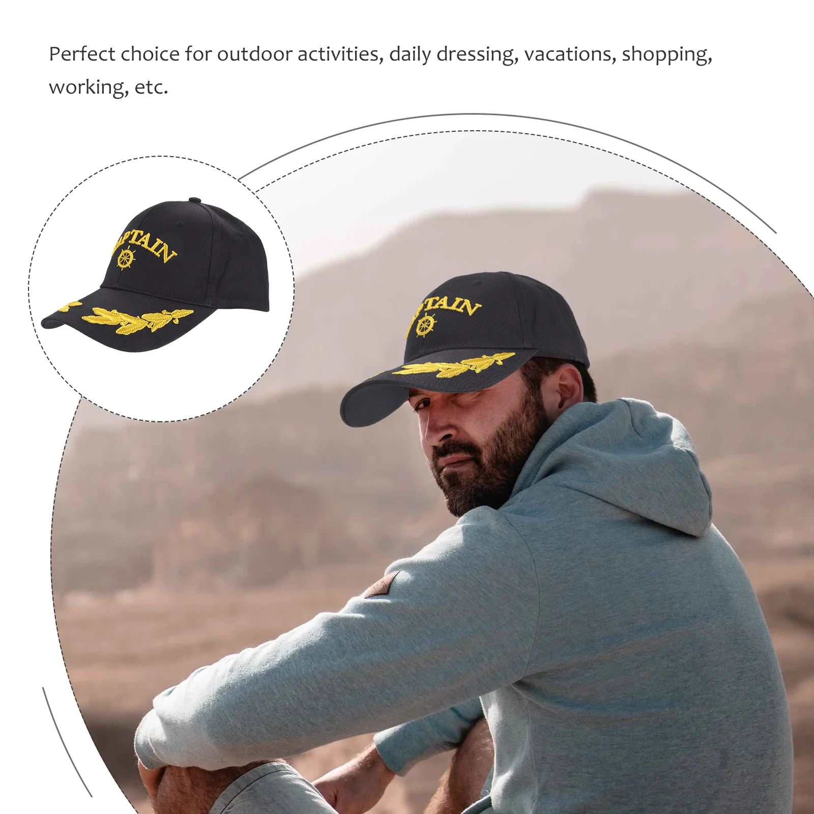 Бейсболка Капитанская шляпа Мужская остроконечная для шапок Водонепроницаемая
