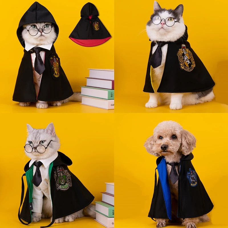 

Cat Clothes Hoodies Coat Cloak With Tie Cosplay Dog Costume Decoration Magic-Academy Cape Small Dog Clothes Puppy Shawl Outfits