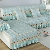 chinese style embroidery sofa cushion skirt embossing non slip sofa cover cushion sofa blanket big flower lace mat backrest