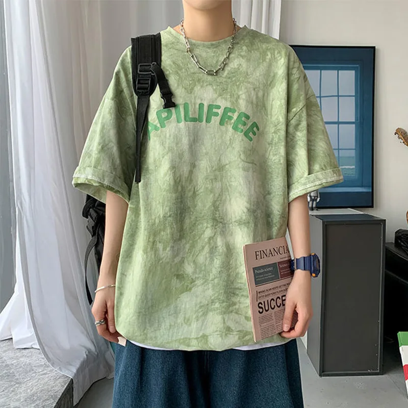 

Футболка мужская хлопковая с коротким рукавом, молодежная стильная рубашка для отпуска на Рождество, топ оверсайз с принтом под растение, д...