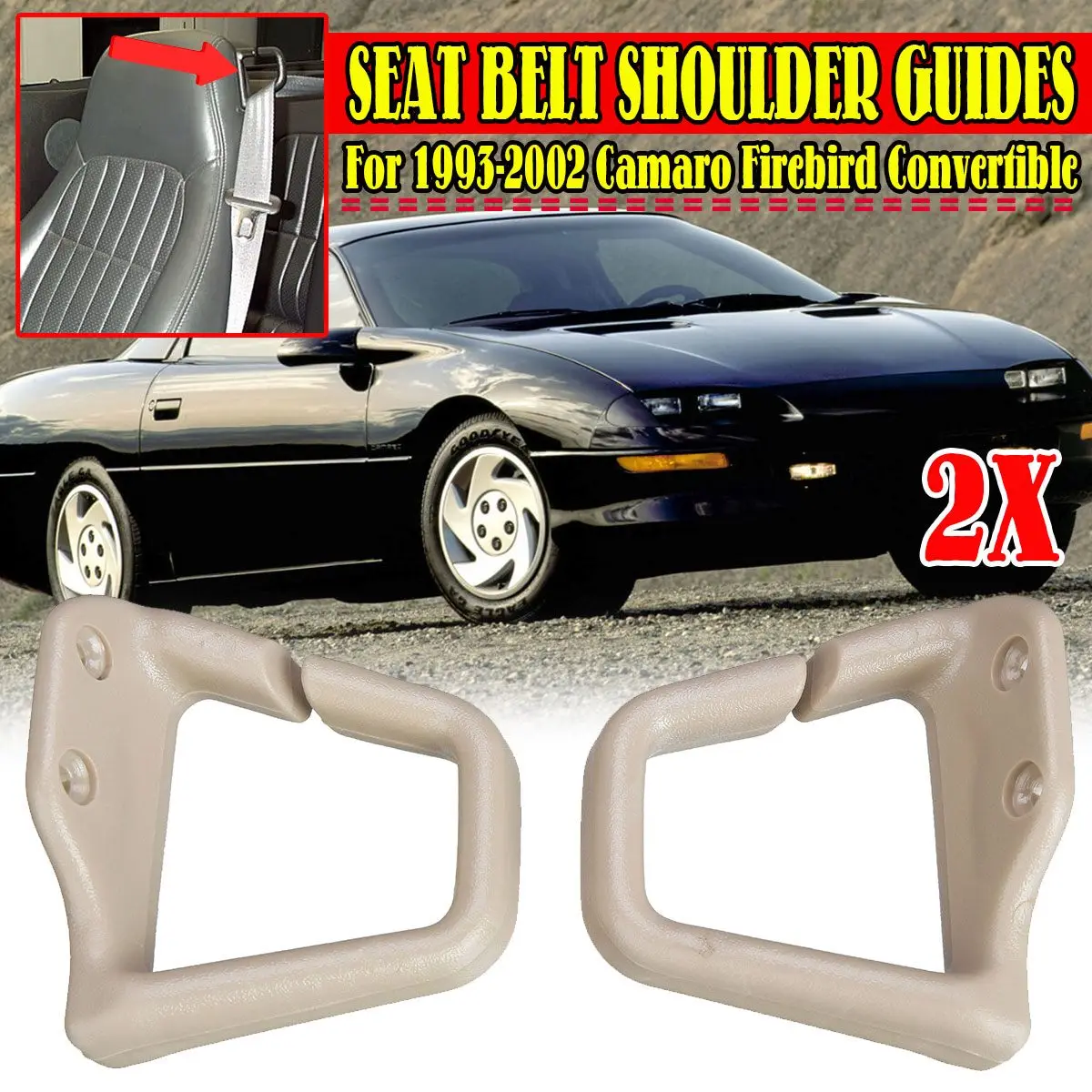 

High Quality Car Front Seat Belt Shoulder Guides For Chevrolet Camaro Firebird Convertible 1993-2002 Seat Belt Guide Loops
