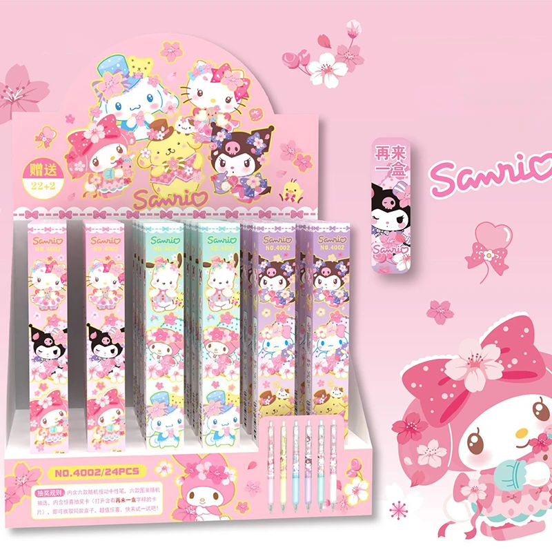 

Новинка 2023, 22 шт./коробка, гелевая ручка Sanrio Hello Kitty Kuromi Cinnamoroll, шариковая ручка, оптовая продажа, подарки для детей